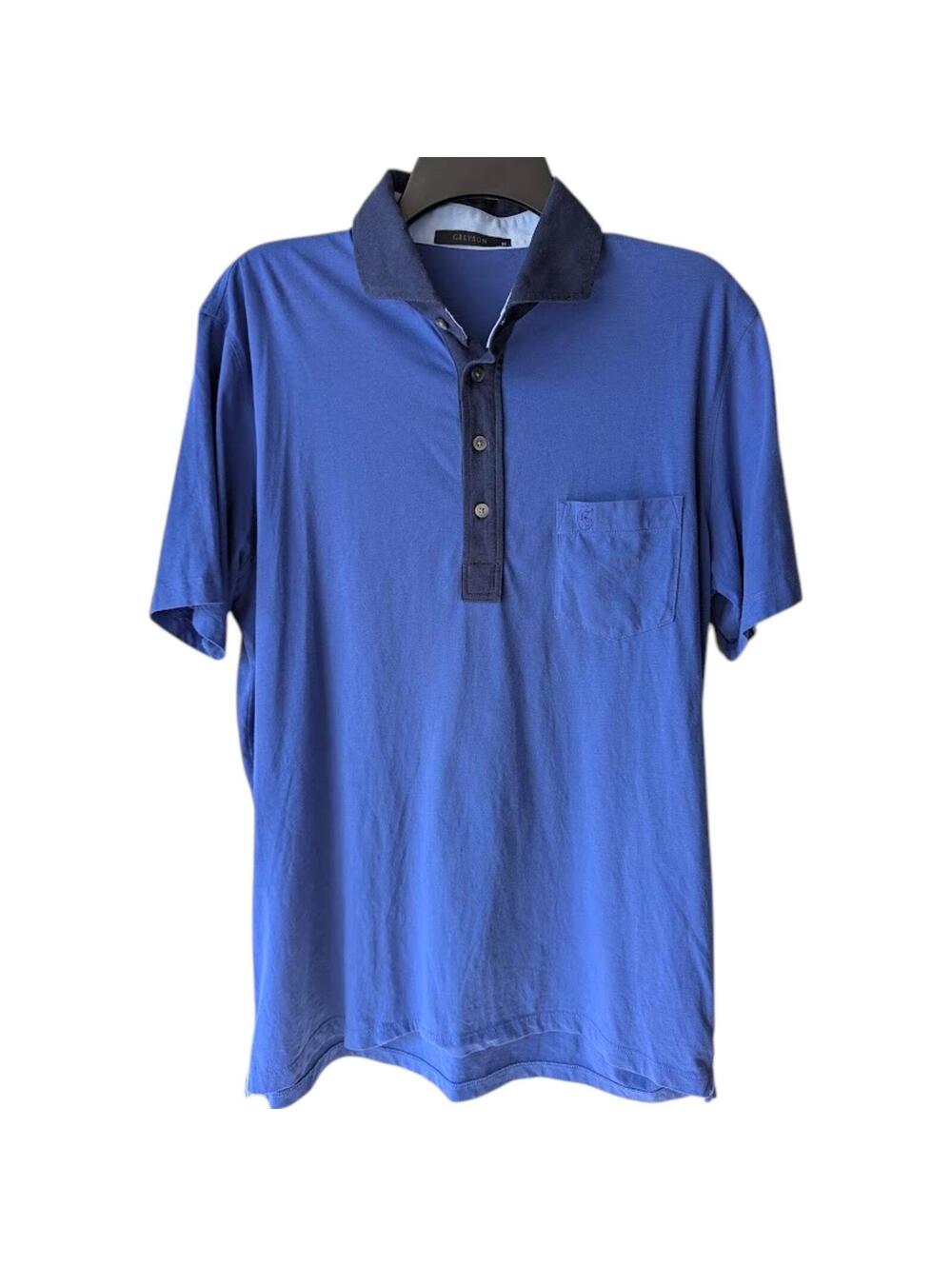 Greyson Clothiers Golf Polo Shirt Mens Medium Blue CliftonLarsonAllen 22x28.5